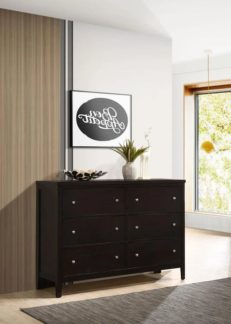 Carlton Cappuccino 6-Drawer Rectangular Dresser by Coaster at Eve Furniture