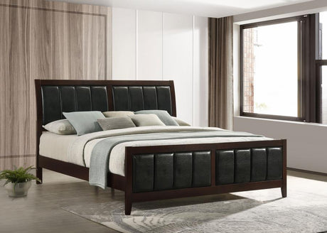 Carlton Cappuccino/Black Eastern King Upholstered Bed by Coaster at Eve Furniture