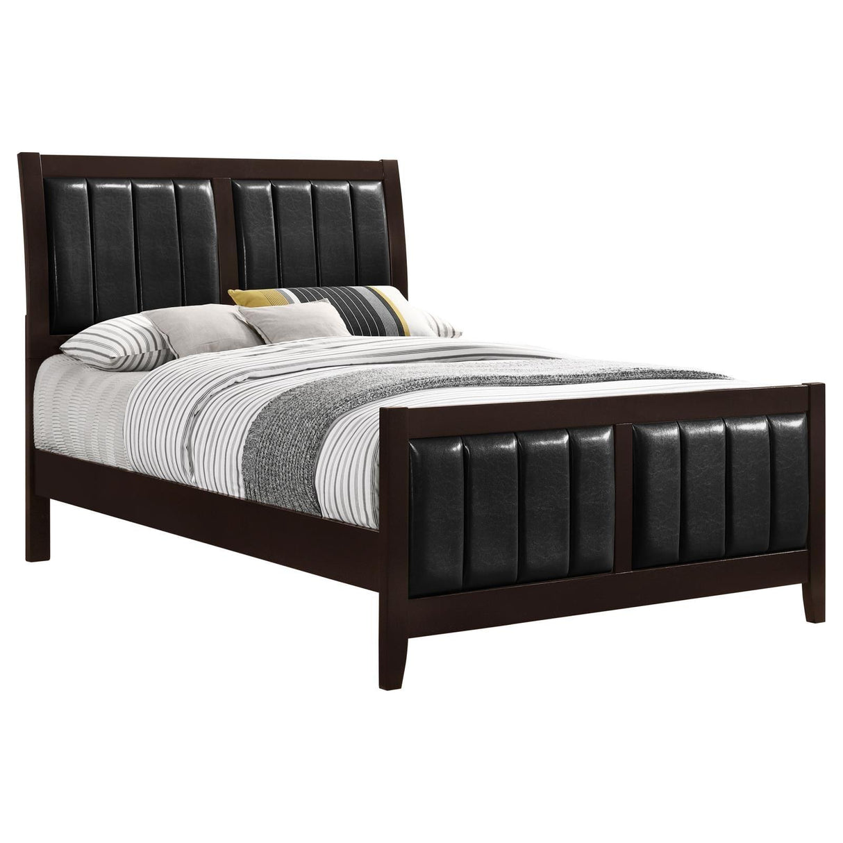 Carlton Cappuccino/Black Full Upholstered Panel Bed by Coaster at Eve Furniture
