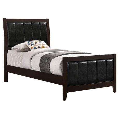 Carlton Cappuccino/Black Twin Upholstered Panel Bed by Coaster at Eve Furniture