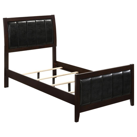 Carlton Cappuccino/Black Twin Upholstered Panel Bed by Coaster at Eve Furniture
