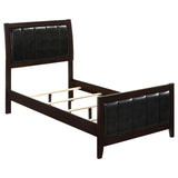 Carlton Twin Upholstered Panel Bed Cappuccino/Black