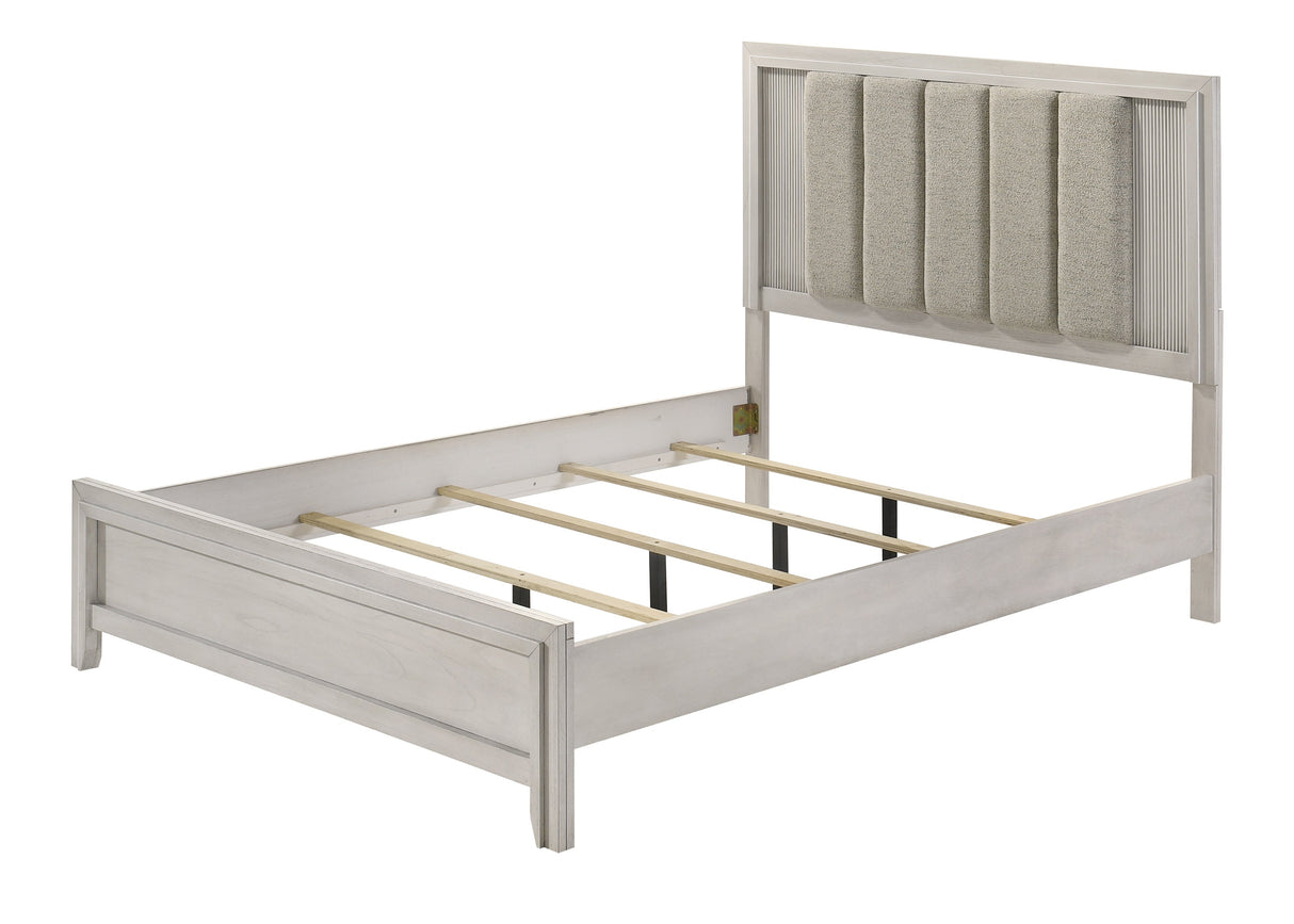 Carlton White King Upholstered Panel Bed by Crown Mark at Eve Furniture