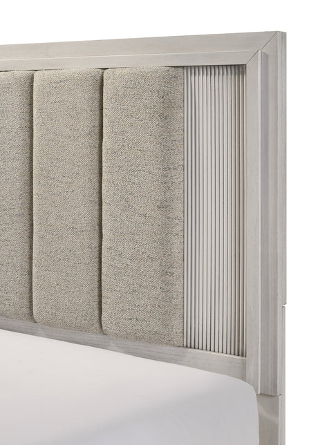 Carlton White Queen Upholstered Panel Bed by Crown Mark at Eve Furniture