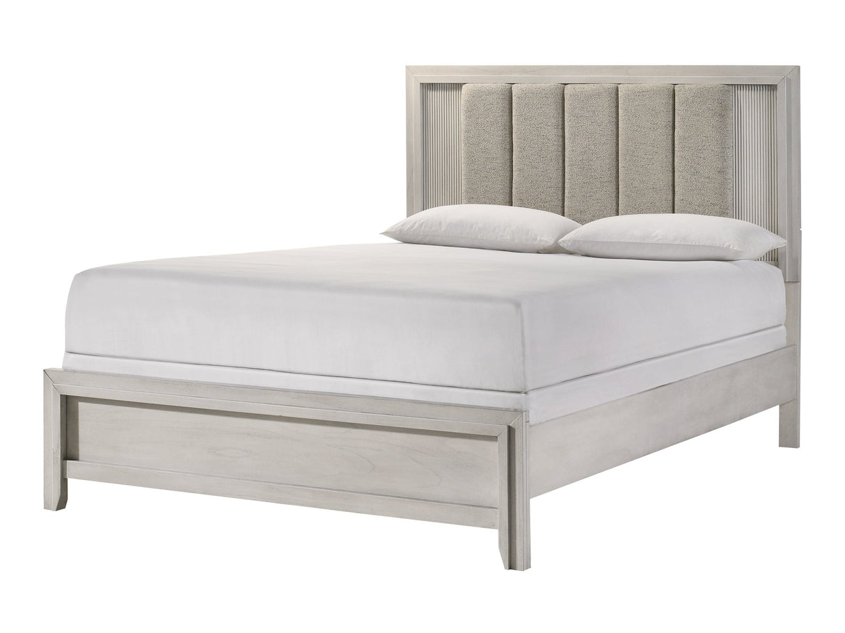 Carlton White Queen Upholstered Panel Bed by Crown Mark at Eve Furniture