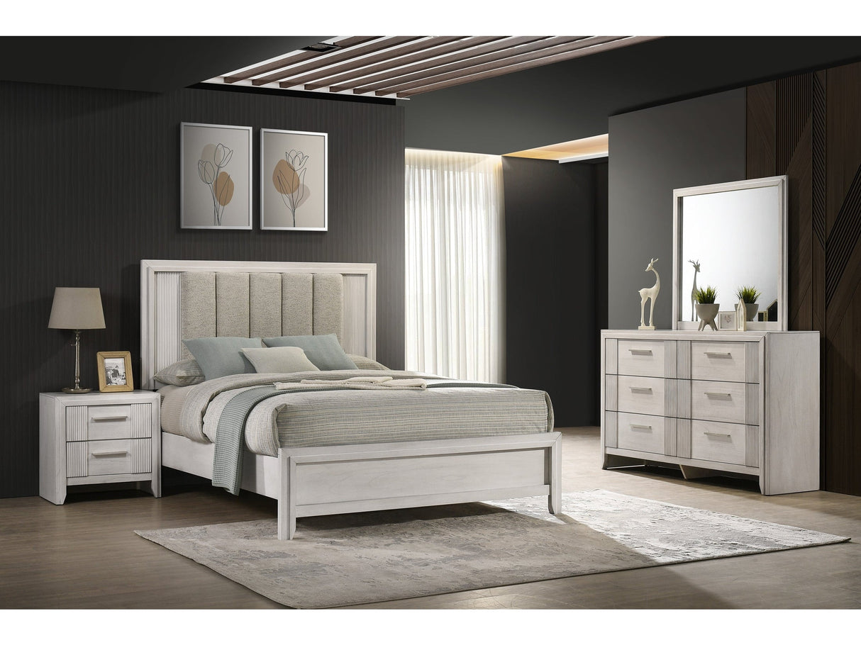 Carlton White Upholstered Panel Bedroom Set by Crown Mark at Eve Furniture