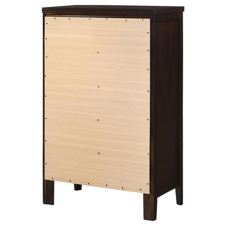 Carlton Cappuccino 5-Drawer Rectangular Chest by Coaster at Eve Furniture