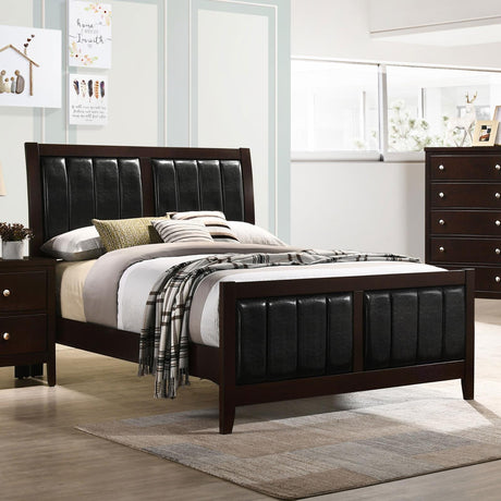 Carlton Cappuccino/Black Full Upholstered Panel Bed by Coaster at Eve Furniture