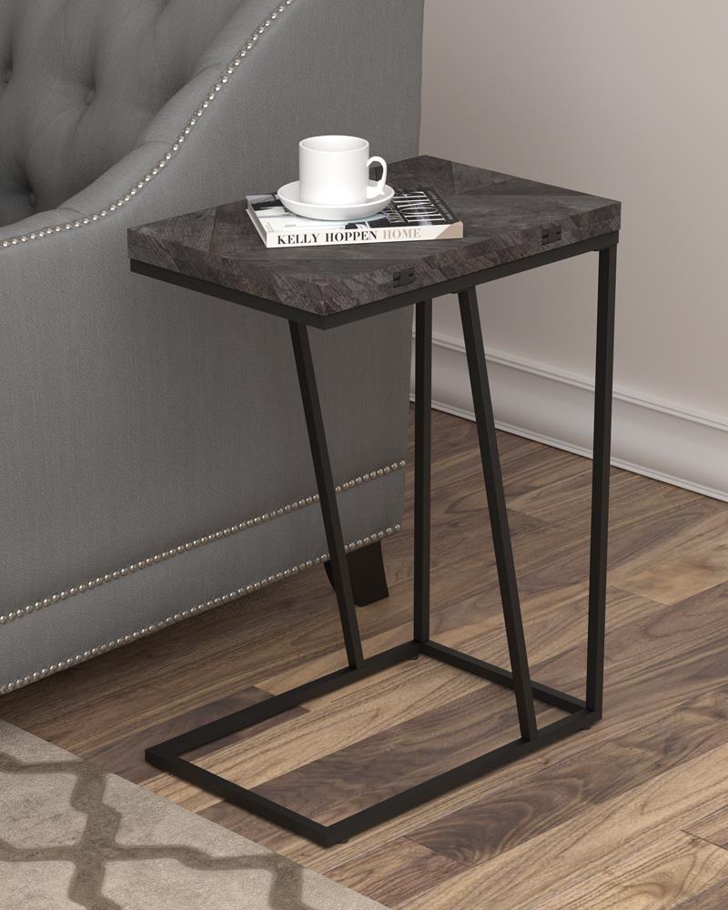 Carly Gray Expandable Chevron Rectangular Accent Table