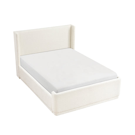 Carmel Beige Eastern King Upholstered Platform Bed by Homelegance at Eve Furniture