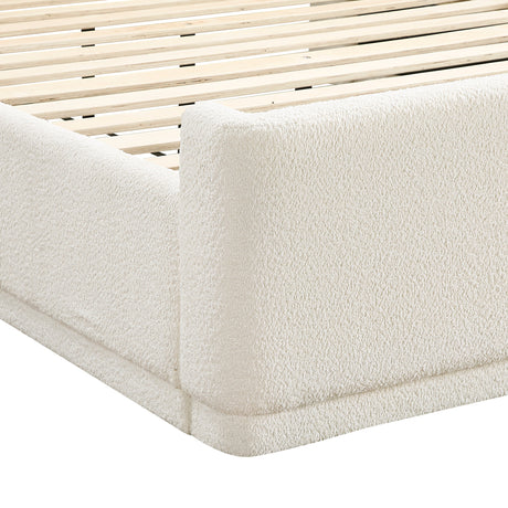 Carmel Beige Eastern King Upholstered Platform Bed by Homelegance at Eve Furniture