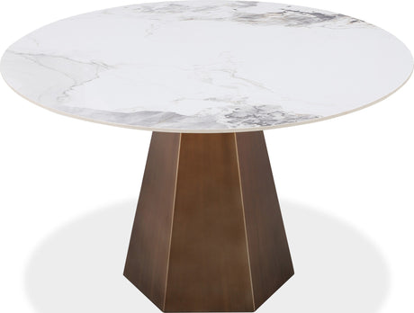 Carmel Chanelle/Bronze Stone Top Round Dining Table by Modus Furniture at Eve Furniture