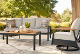 Carmel Highlands Dark Brown Outdoor Sofa,Chairs,Table (Set of 4) by Ashley at Eve Furniture