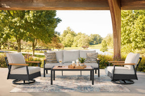 Carmel Highlands Dark Brown Outdoor Sofa,Chairs,Table (Set of 4) by Ashley at Eve Furniture