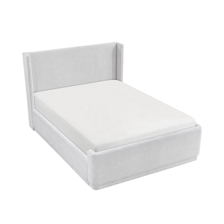 Carmel Light Gray Eastern King Upholstered Platform Bed by Homelegance at Eve Furniture
