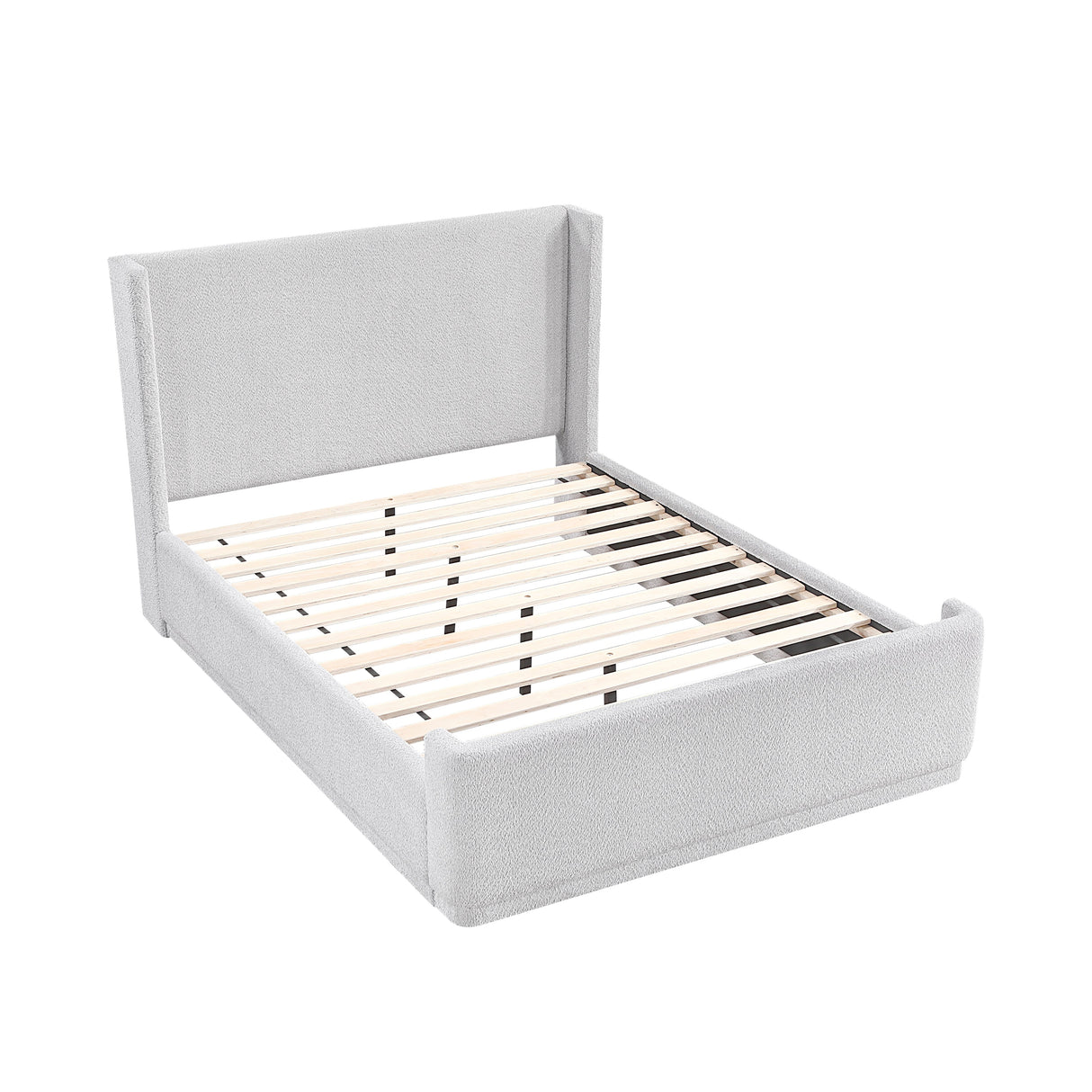 Carmel Light Gray Eastern King Upholstered Platform Bed by Homelegance at Eve Furniture