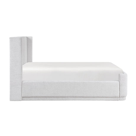 Carmel Light Gray Eastern King Upholstered Platform Bed by Homelegance at Eve Furniture