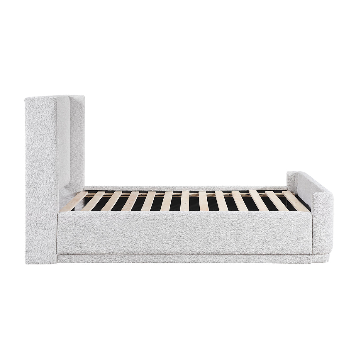 Carmel Light Gray Eastern King Upholstered Platform Bed by Homelegance at Eve Furniture