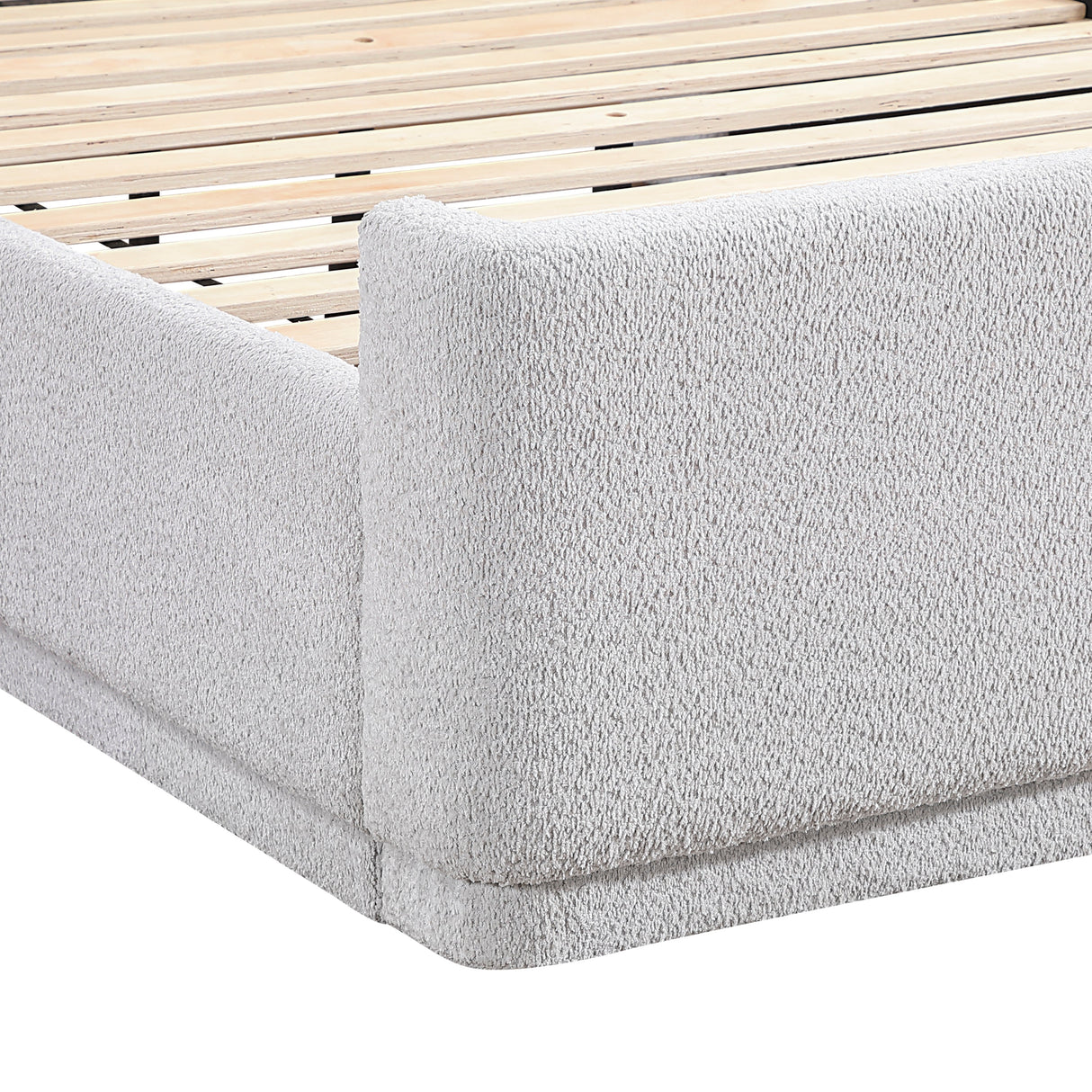Carmel Light Gray Eastern King Upholstered Platform Bed by Homelegance at Eve Furniture