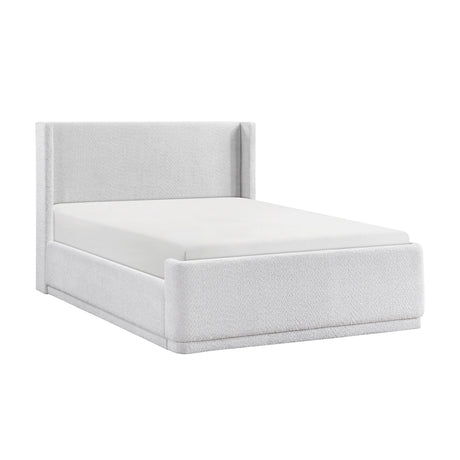 Carmel Light Gray Eastern King Upholstered Platform Bed by Homelegance at Eve Furniture