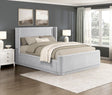 Carmel Light Gray Queen Upholstered Platform Bed by Homelegance at Eve Furniture