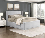 Carmel Light Gray Queen Upholstered Platform Bed by Homelegance at Eve Furniture