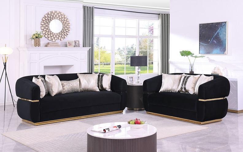 Carmela Black Sofa Loveseat by New Era Innovations at Eve Furniture