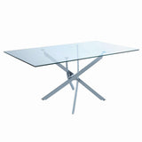 Carmelo Chrome/Clear X-Shaped Dining Table by Coaster at Eve Furniture