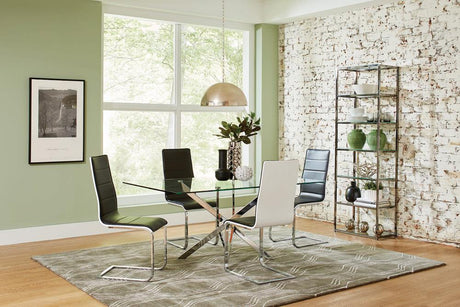 Carmelo Chrome/Clear X-Shaped Dining Table