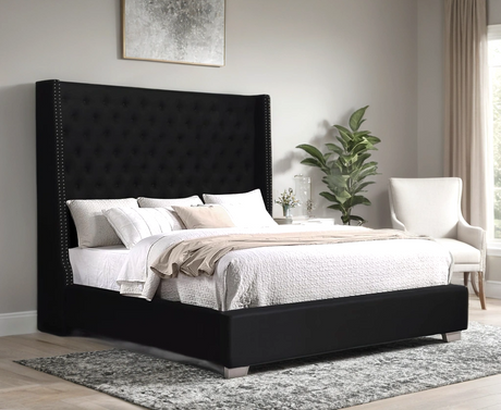 Carmen Black Diamond Tufted Queen Bed by Happy Homes at Eve Furniture