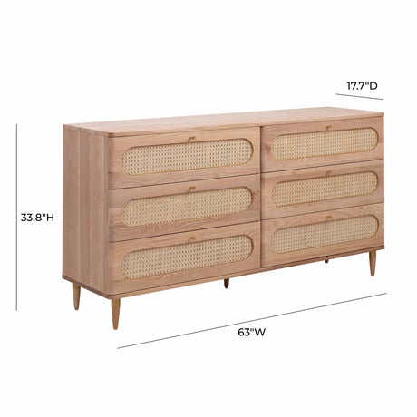 Carmen Cane 6 Drawer Dresser by TOV Furniture at Eve Furniture