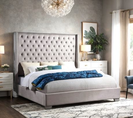 Carmen Silver Diamond Tufted King Bed by Happy Homes at Eve Furniture