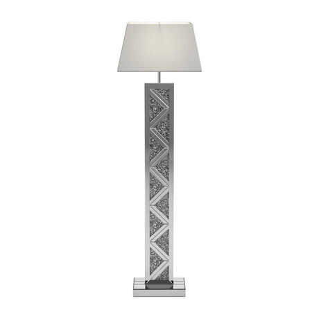 Carmen Silver Geometric Base Floor Lamp by Coaster at Eve Furniture