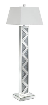 Carmen Silver Geometric Base Floor Lamp by Coaster at Eve Furniture