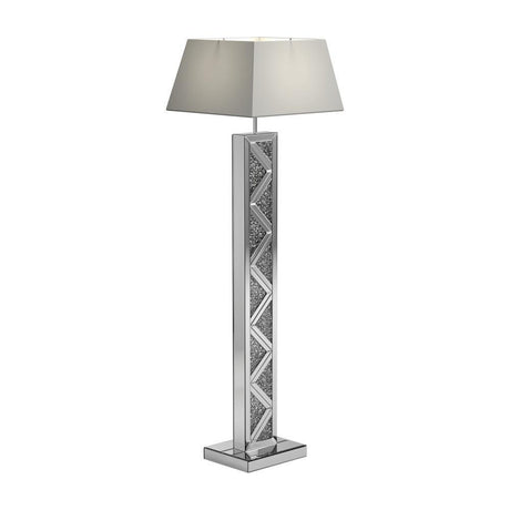 Carmen Silver Geometric Base Floor Lamp by Coaster at Eve Furniture