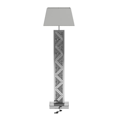 Carmen Silver Geometric Base Floor Lamp by Coaster at Eve Furniture