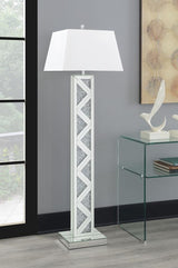 Carmen Silver Geometric Base Floor Lamp by Coaster at Eve Furniture