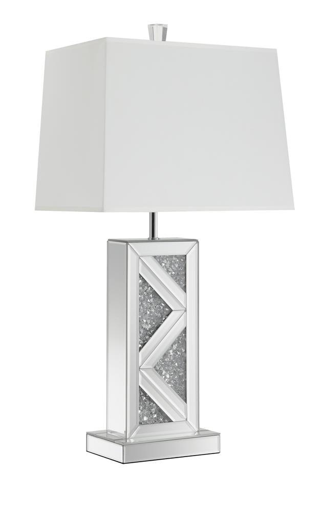 Carmen Silver Geometric Base Table Lamp by Coaster at Eve Furniture