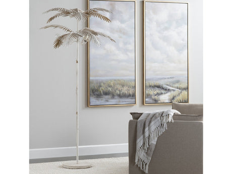 Carmichael White/Gold Floor Lamp by Crestview at Eve Furniture