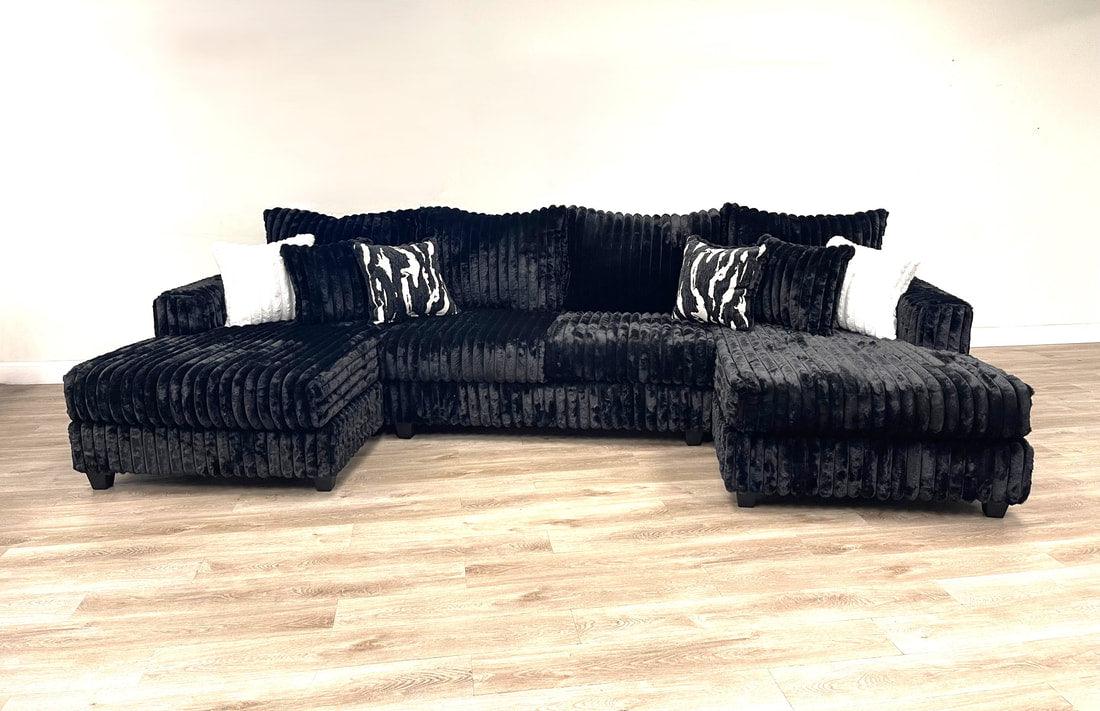Carnaby Black Double Chaise Sectional by Happy Homes at Eve Furniture