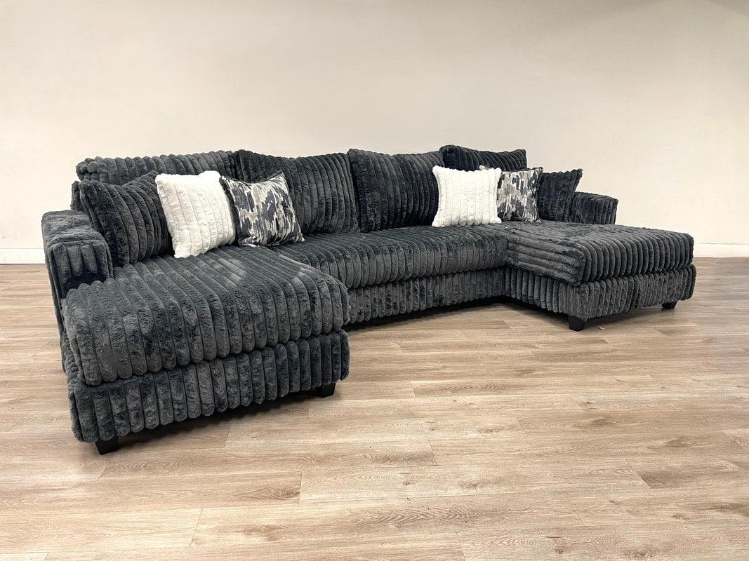 Carnaby Charcoal Double Chaise Sectional by Happy Homes at Eve Furniture