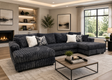 Carnaby Charcoal Double Chaise Sectional by Happy Homes at Eve Furniture