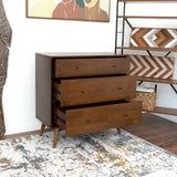Caroline Mid Century Modern Solid Wood Dresser 3-Drawer by Ashcroft Furniture at Eve Furniture