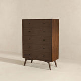 Caroline Mid Century Modern Solid Wood Dresser 5-Drawer by Ashcroft Imports at Eve Furniture