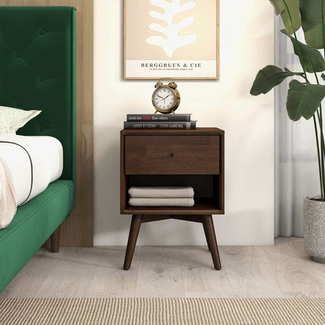 Caroline Mid Century Modern Style Night Stand 1-Drawer by Ashcroft Furniture at Eve Furniture