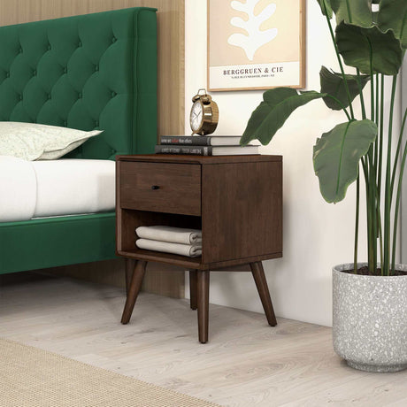Caroline Mid Century Modern Style Night Stand 1-Drawer by Ashcroft Furniture at Eve Furniture