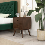 Caroline Mid Century Modern Style Night Stand 2-Drawer