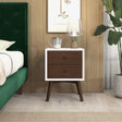 Caroline Mid Century Modern Style White Night Stand 2-Drawer by Ashcroft Furniture at Eve Furniture