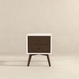 Caroline Mid Century Modern Style White Night Stand 2-Drawer by Ashcroft Furniture at Eve Furniture
