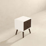 Caroline Mid Century Modern Style White Night Stand 2-Drawer by Ashcroft Imports at Eve Furniture